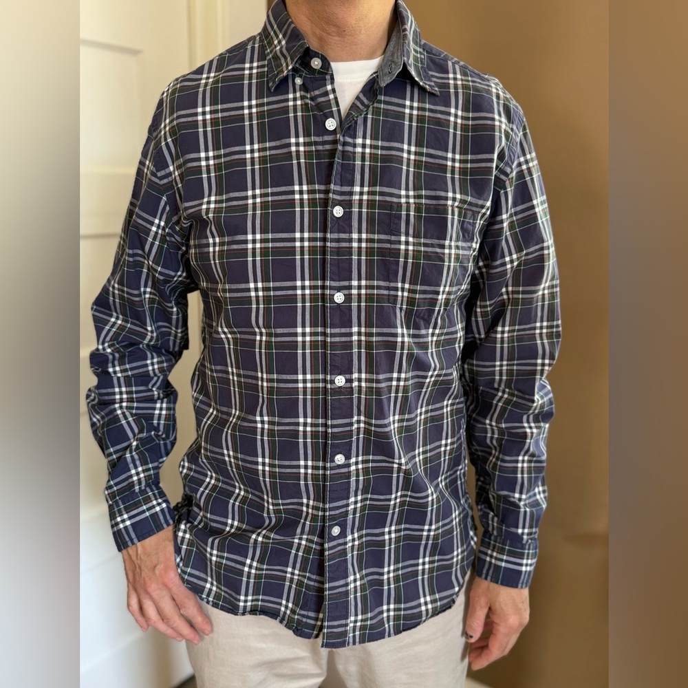 J. Crew Blue and White Casual Button Down Shirt